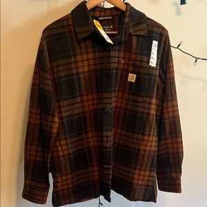 Carhartt Women’s Black and Brown Plaid Shirt Jacket